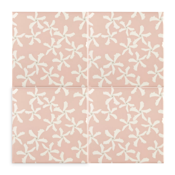 Jasmine Flower Tile - Pink &amp; White