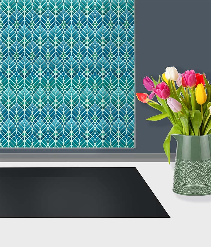 Interwoven Trees Art Nouveau Kitchen Splashback - Blue Turquoise Teal