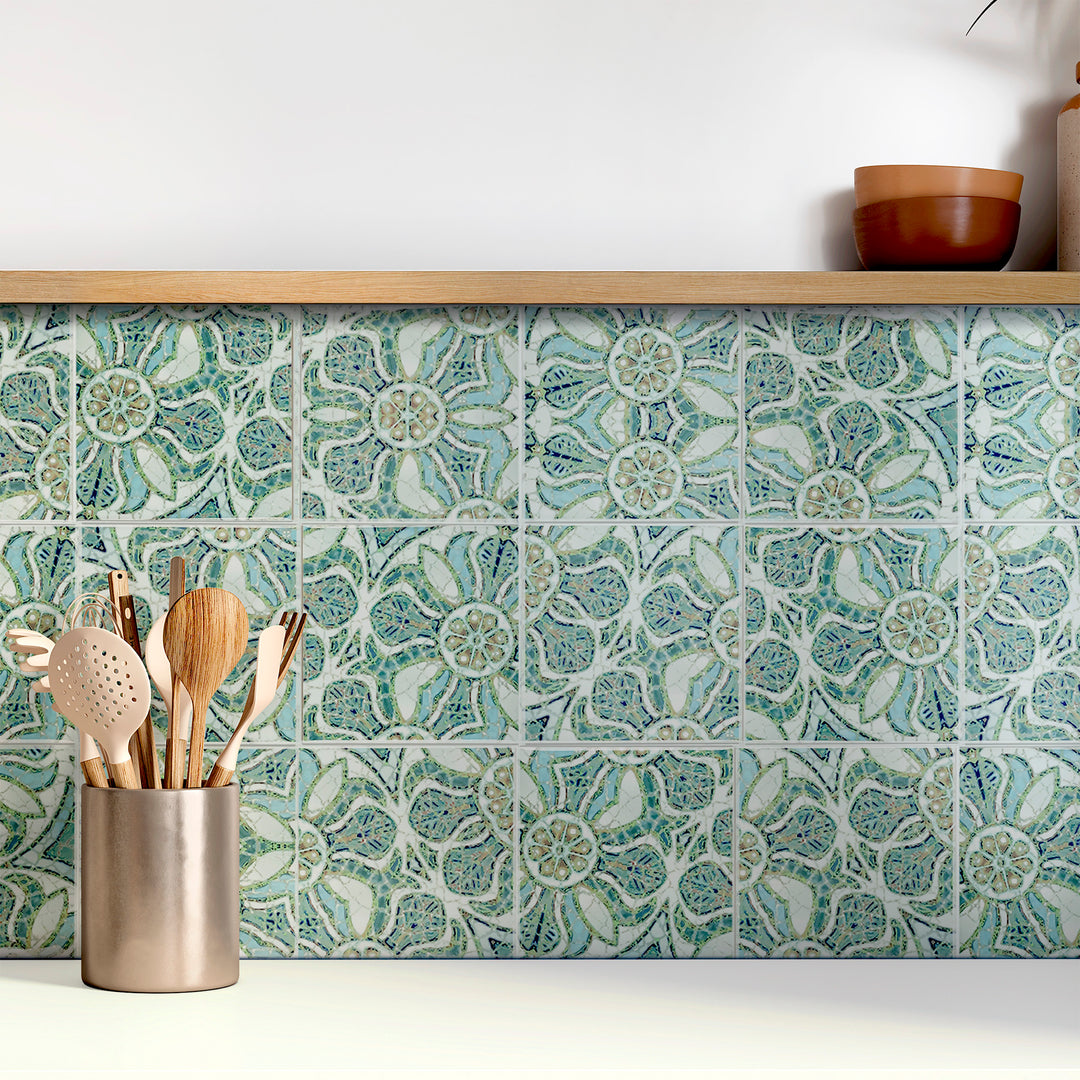 Pomegranate Tiles - Aqua - Random Sections
