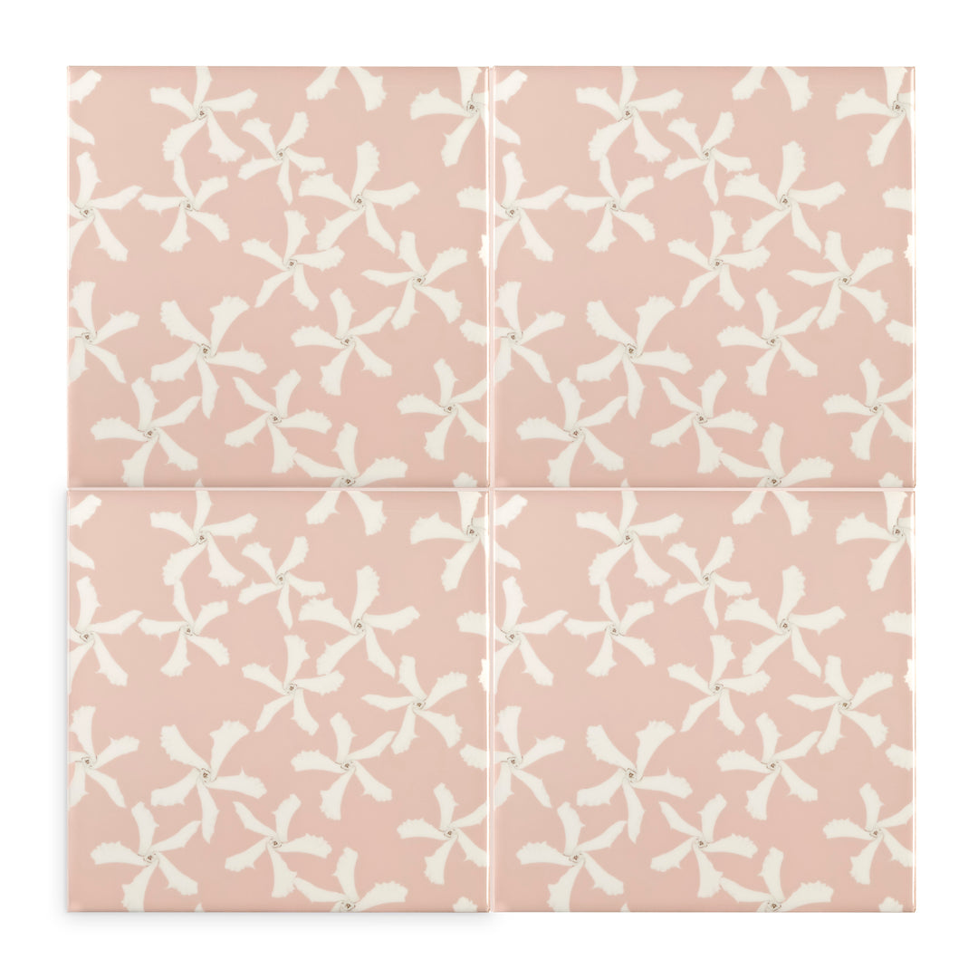 Jasmine Flower Tile - Pink &amp; White