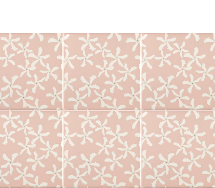 Jasmine Flower Tile - Pink &amp; White