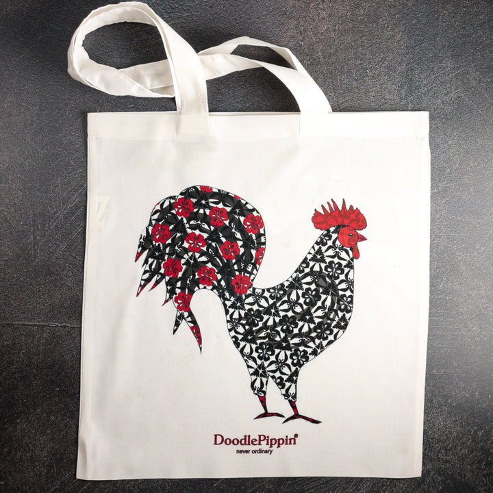 Cockerel Tote Bag - Black and Red