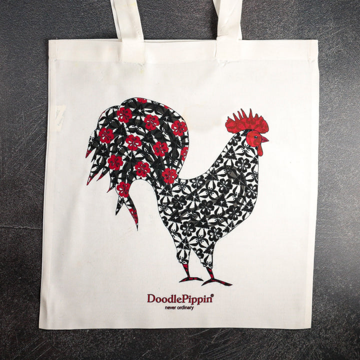 Cockerel Tote Bag - Black and Red