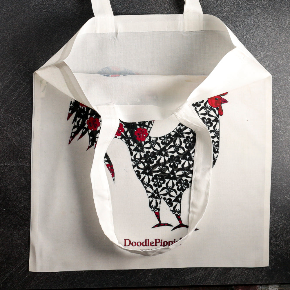 Cockerel Tote Bag - Black and Red