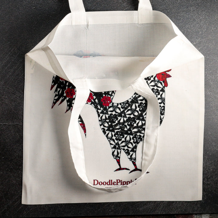Cockerel Tote Bag - Black and Red