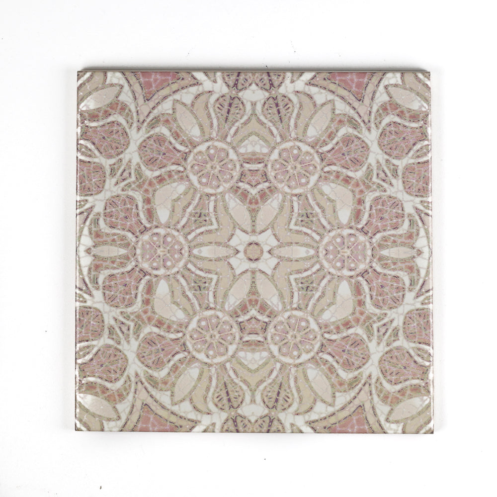 Pomegranate Tile - Plaster Pink - Fired Ink version