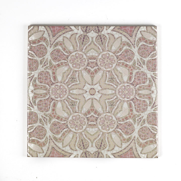 Pomegranate Tile - Plaster Pink - Fired Ink version