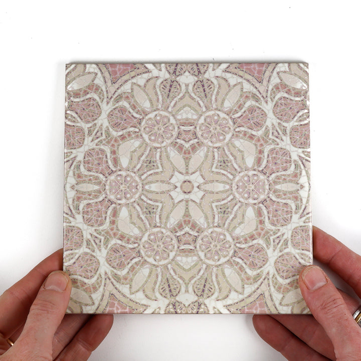 Pomegranate Tile - Plaster Pink - Fired Ink version
