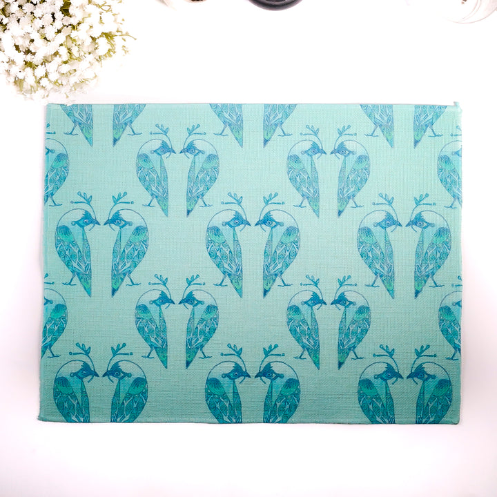 Lovebirds Fabric Placemat - Aqua