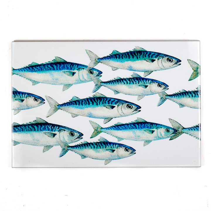 Mackerel Shoal on White - Rectangular - 30x20cm (12x8 inches)