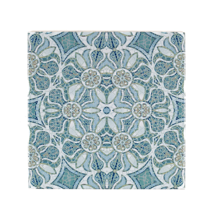 Pomegranate Tiles  FIRED INK Version - Aqua