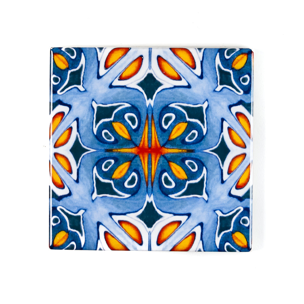 SALE SET of 9x 10cm FIRED INK Tiles - Mixed Designs (as shown)