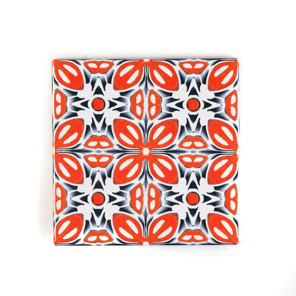 SALE SET of 9x 10cm FIRED INK Tiles - Mixed Designs (as shown)