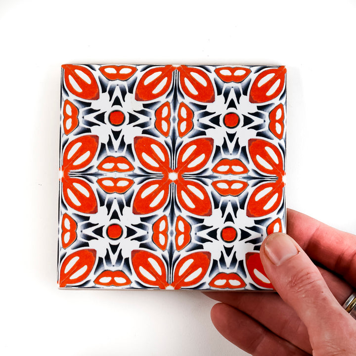 SALE SET of 9x 10cm FIRED INK Tiles - Mixed Designs (as shown)
