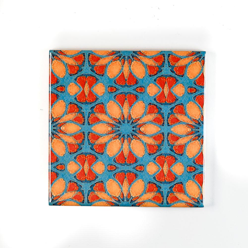 SALE SET of 9x 10cm FIRED INK Tiles - Mixed Designs (as shown)