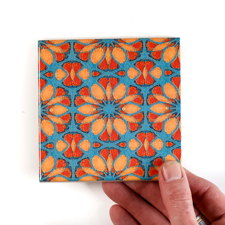 SALE SET of 9x 10cm FIRED INK Tiles - Mixed Designs (as shown)