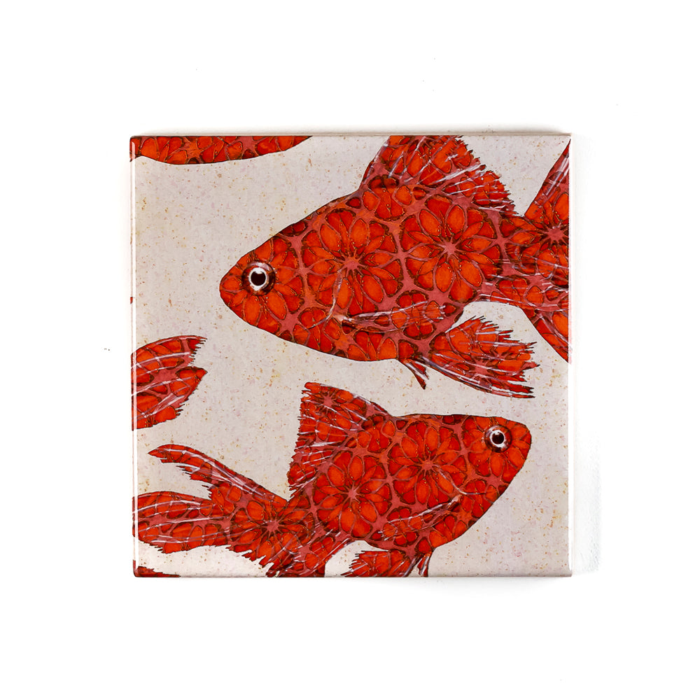 SALE SET of 9x 10cm FIRED INK Tiles - Mixed Designs (as shown)
