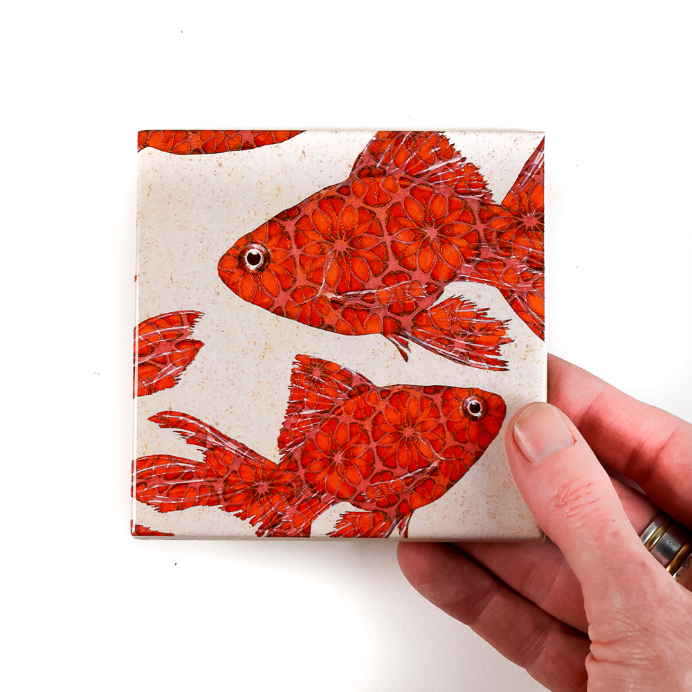 SALE SET of 9x 10cm FIRED INK Tiles - Mixed Designs (as shown)