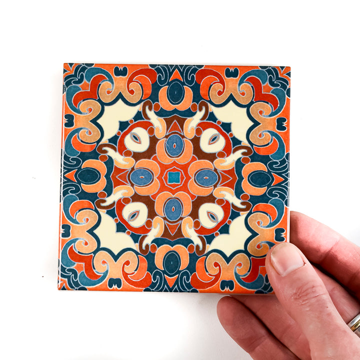 SALE SET of 9x 10cm FIRED INK Tiles - Mixed Designs (as shown)
