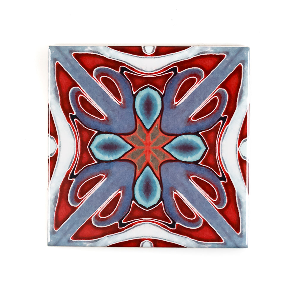 SALE SET of 9x 10cm FIRED INK Tiles - Mixed Designs (as shown)