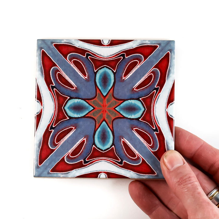 SALE SET of 9x 10cm FIRED INK Tiles - Mixed Designs (as shown)