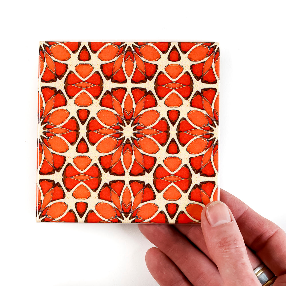 SALE SET of 9x 10cm FIRED INK Tiles - Mixed Designs (as shown)