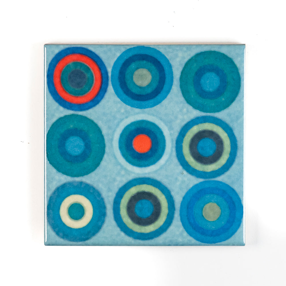 SALE SET of 9x 10cm FIRED INK Tiles - Mixed Designs (as shown)