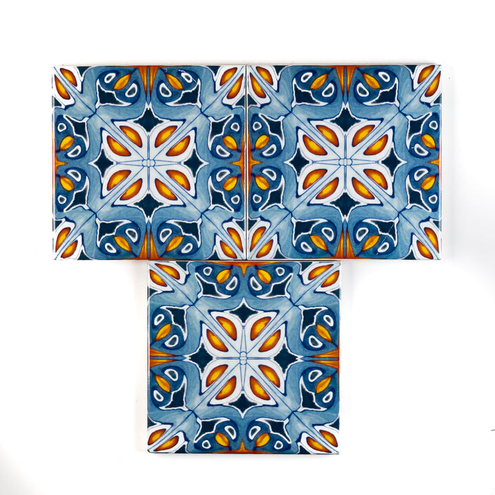 SALE SET of 3x Alhambra design - 10cm tiles -  FIRED INK Version