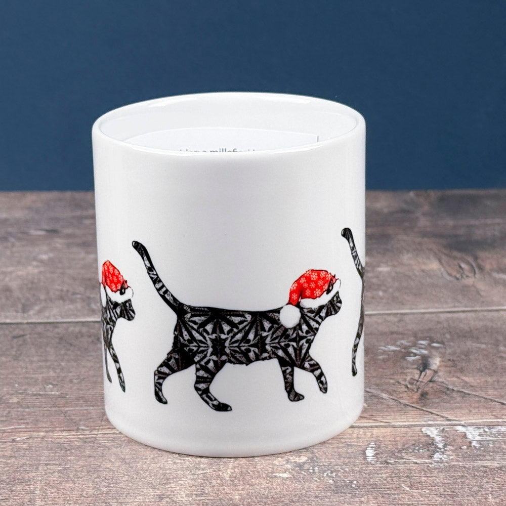 Christmas Cat mug - black cat with festive hat
