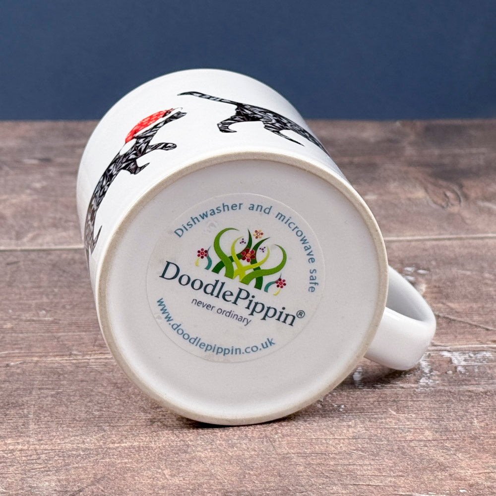 Christmas Cat mug - black cat with festive hat