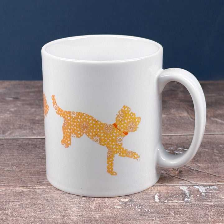 SALE - Bounding Dog ceramic mug - Golden/Orange