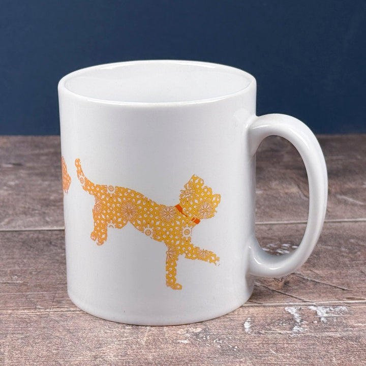 SALE - Bounding Dog ceramic mug - Golden/Orange