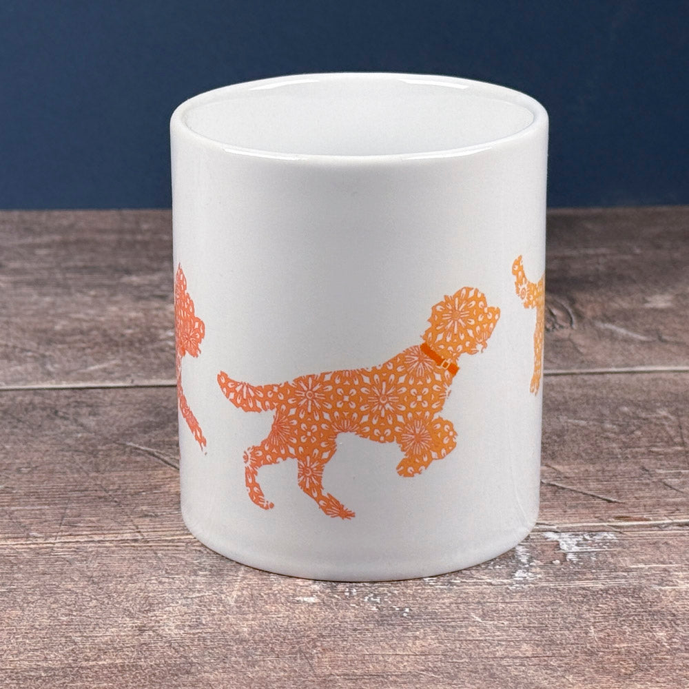SALE - Bounding Dog ceramic mug - Golden/Orange