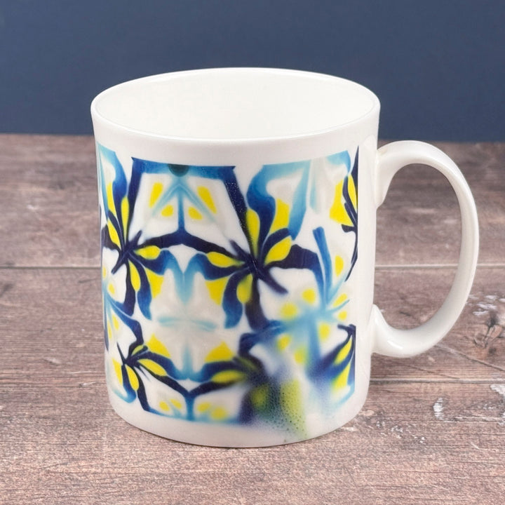 SALE SECOND - Navy Yellow Abstract Bone China Mug