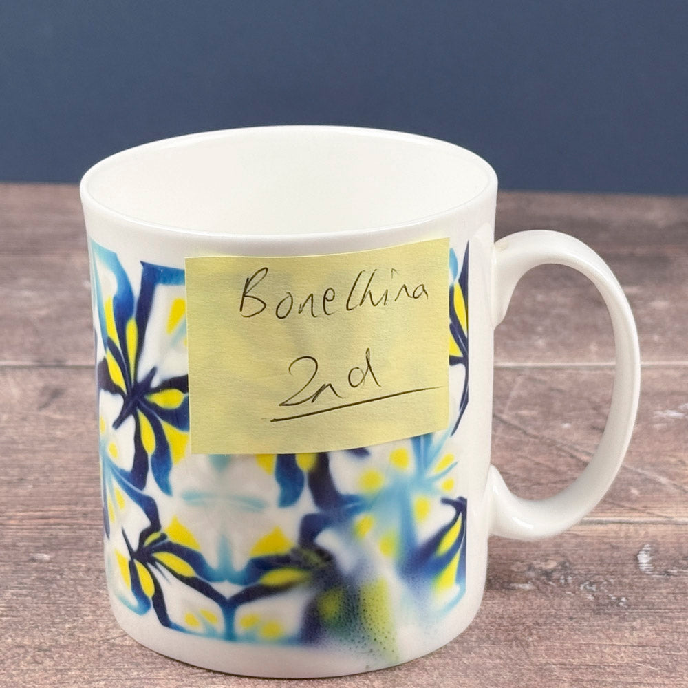 SALE SECOND - Navy Yellow Abstract Bone China Mug