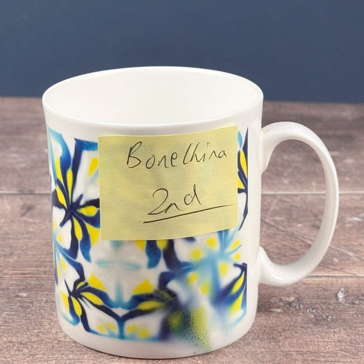 SALE SECOND - Navy Yellow Abstract Bone China Mug