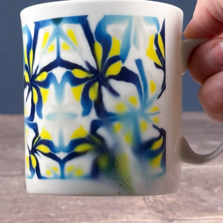 SALE SECOND - Navy Yellow Abstract Bone China Mug