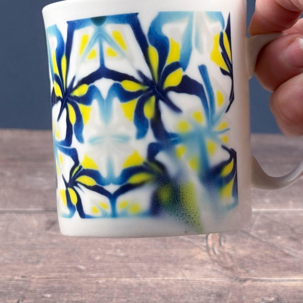 SALE SECOND - Navy Yellow Abstract Bone China Mug