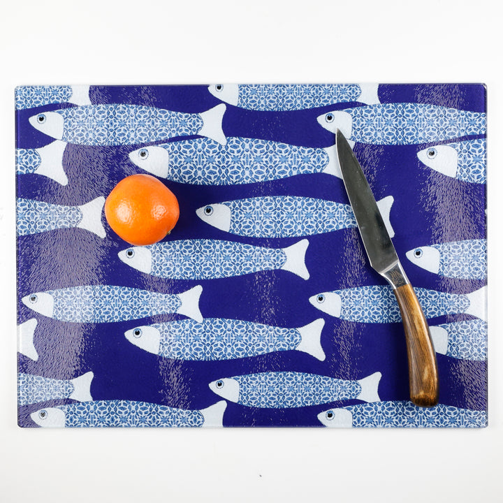 SALE SECOND: Large Rectangular Navy Blue Ocean Shoal Trivet (textured)