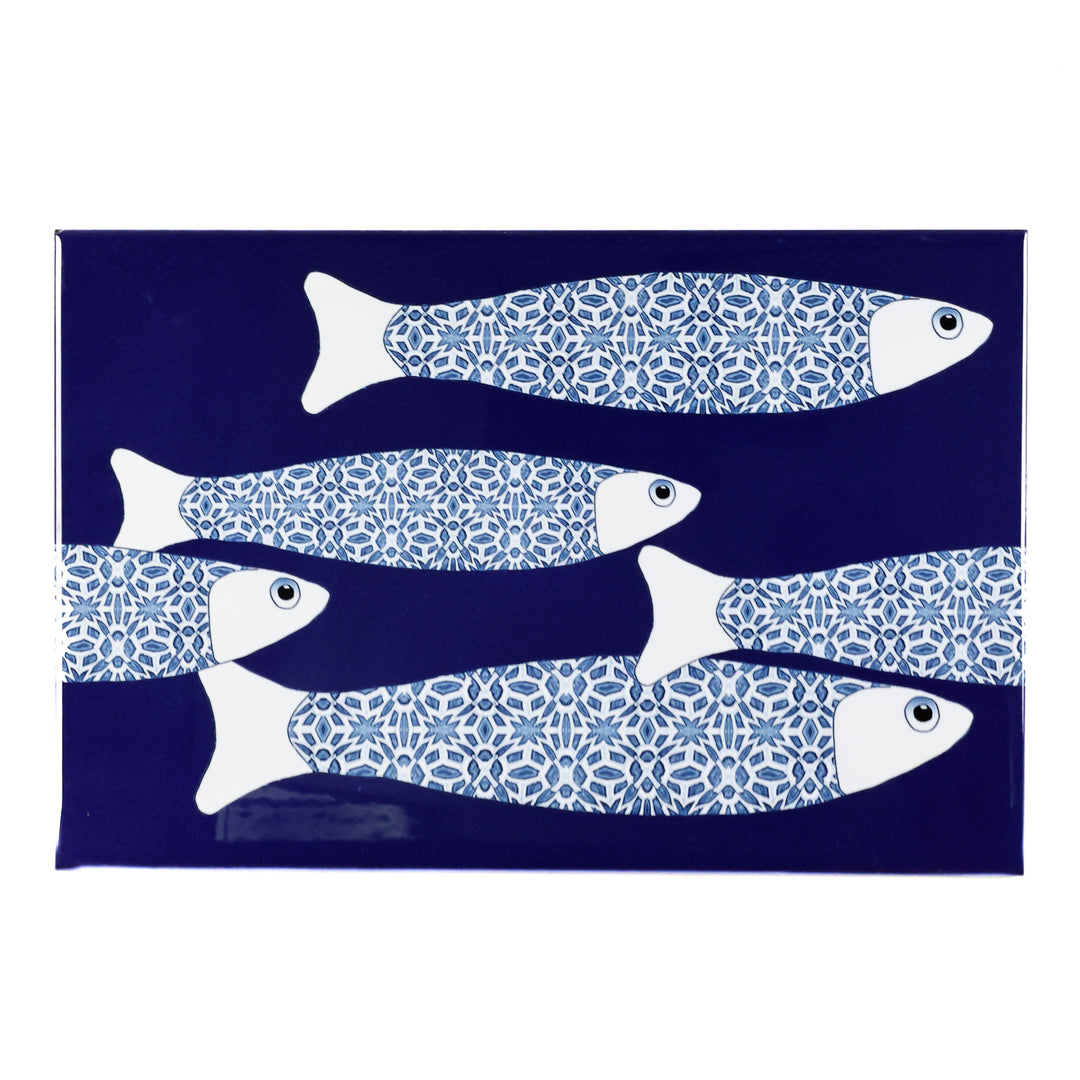 SALE SECONDS SET of 5x Navy Blue Ocean Shoal - Large Rectangular Tile - 30x20cm