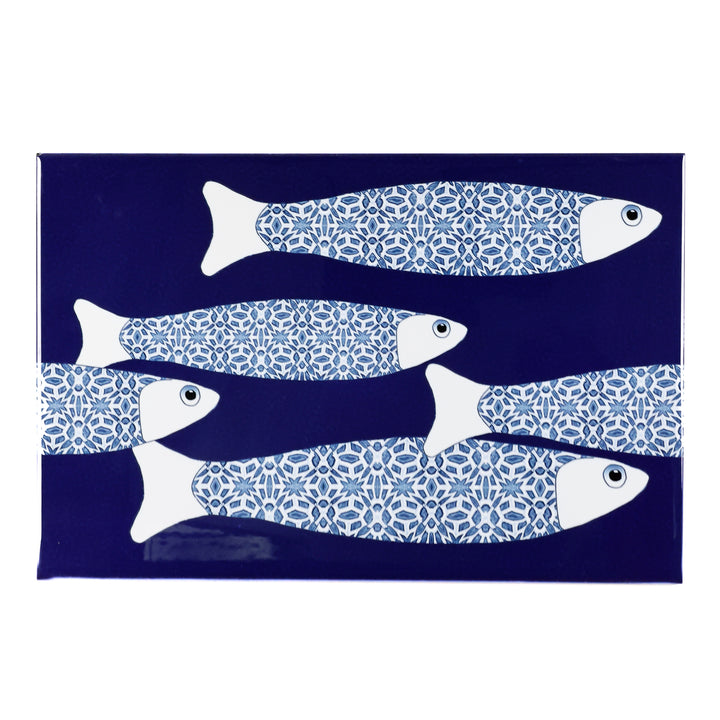 SALE SECONDS SET of 5x Navy Blue Ocean Shoal - Large Rectangular Tile - 30x20cm
