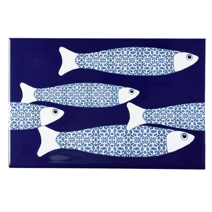 SALE SECONDS SET of 5x Navy Blue Ocean Shoal - Large Rectangular Tile - 30x20cm
