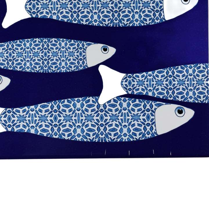 SALE SECONDS SET of 5x Navy Blue Ocean Shoal - Large Rectangular Tile - 30x20cm