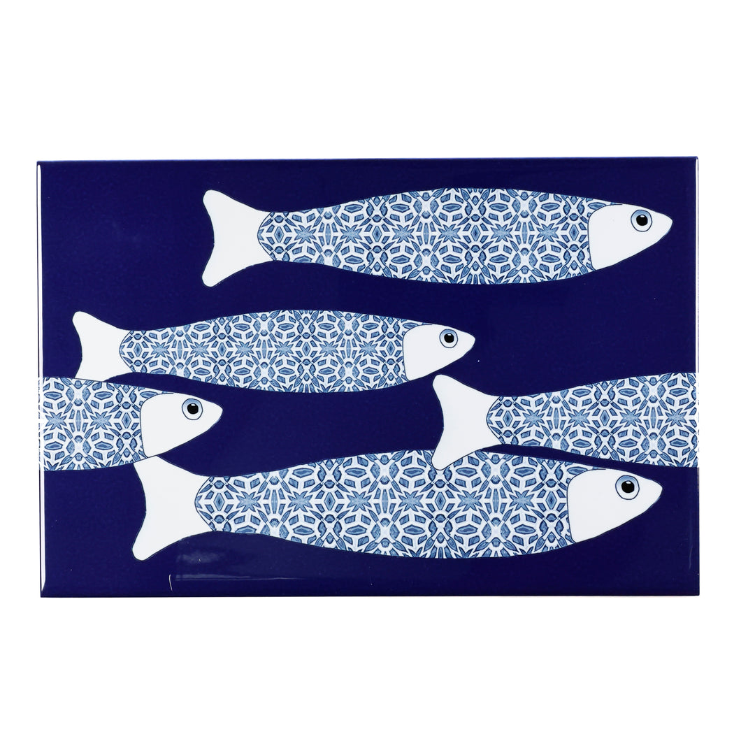 SALE SECONDS SET of 5x Navy Blue Ocean Shoal - Large Rectangular Tile - 30x20cm