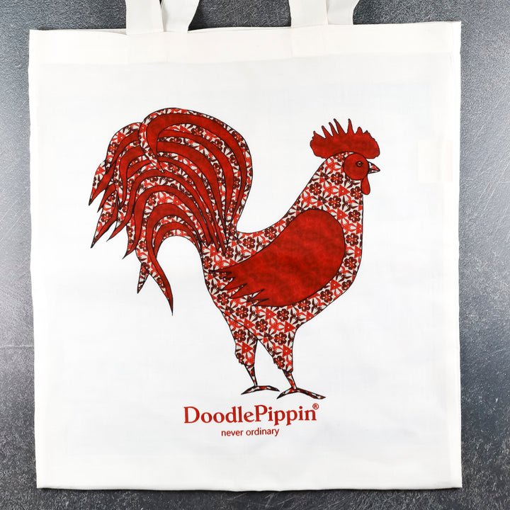 SALE SECOND: Red Cockerel Shopping Bag - Lightweight foldaway tote