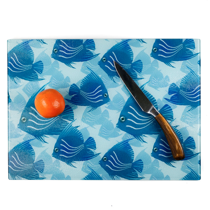 Turquoise &amp; Blue Angel Fish Cutting Board