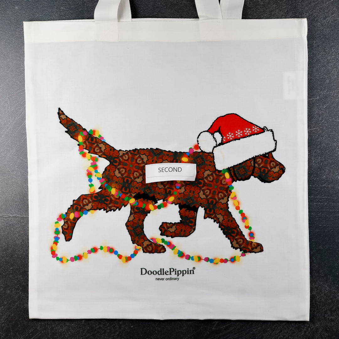SALE SECOND - Christmas Dog Shopping Bag - Lightweight foldaway tote