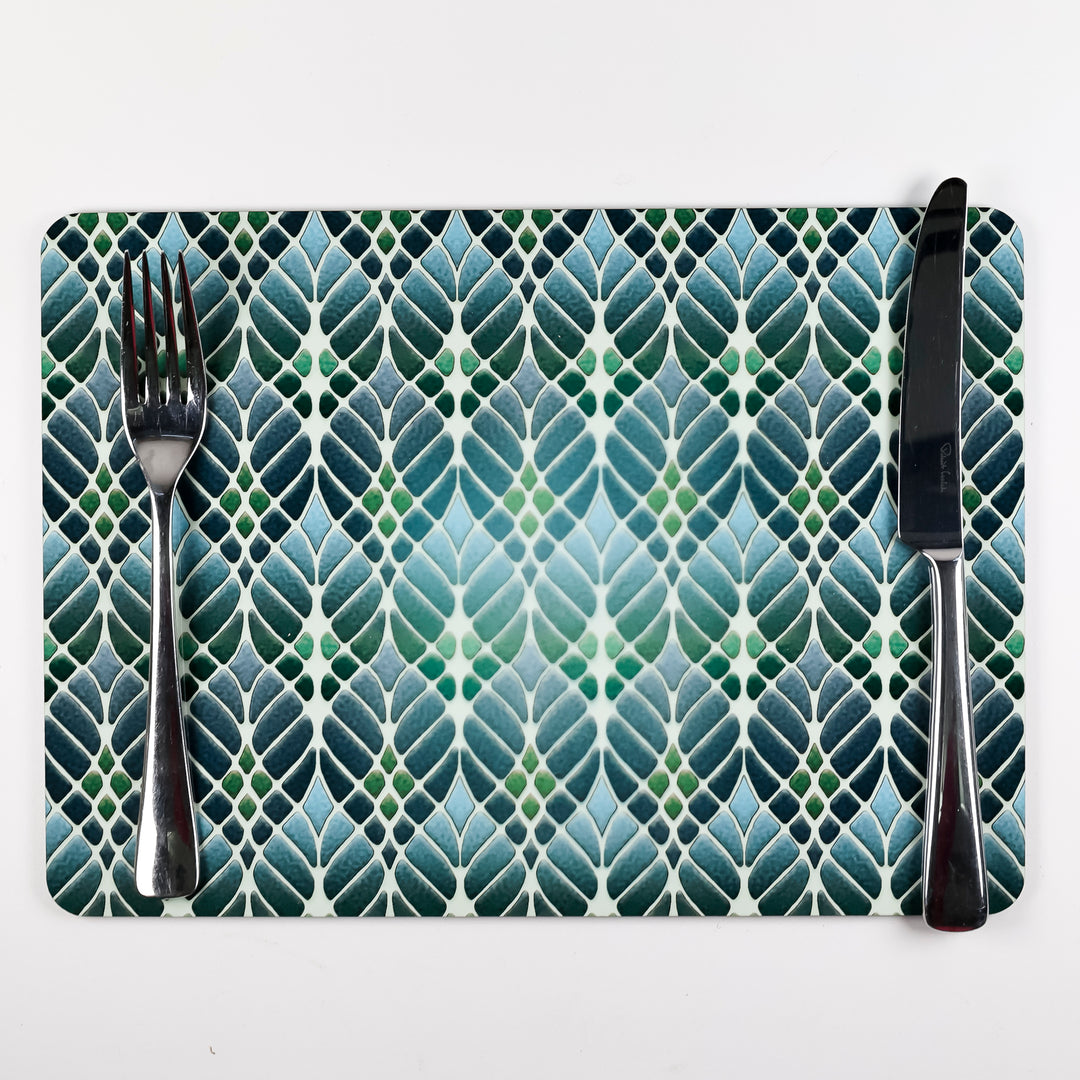 SALE SECOND - Single Cork Placemat - Green Interwoven Trees
