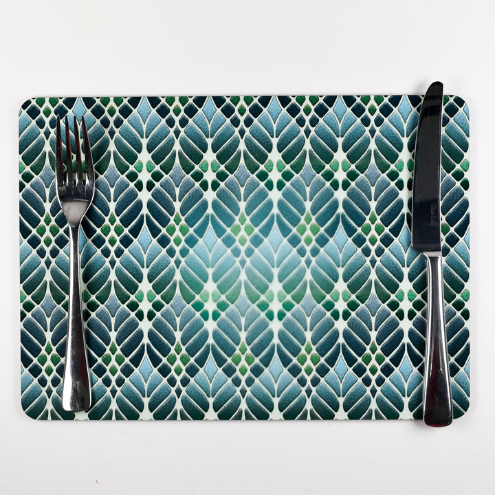 SALE SECOND - Single Cork Placemat - Green Interwoven Trees