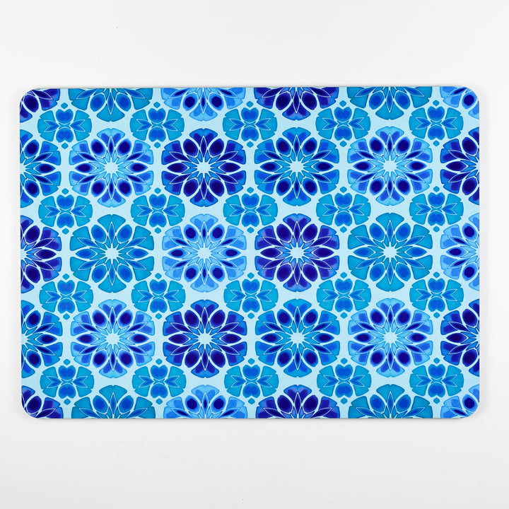 SALE - Single Cork Placemat - Blue Moroccan Flower
